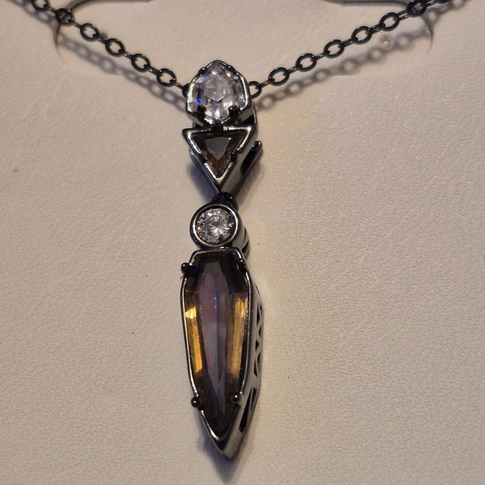 NWT Yellow Rainbow & White Topaz Necklace  (0141)